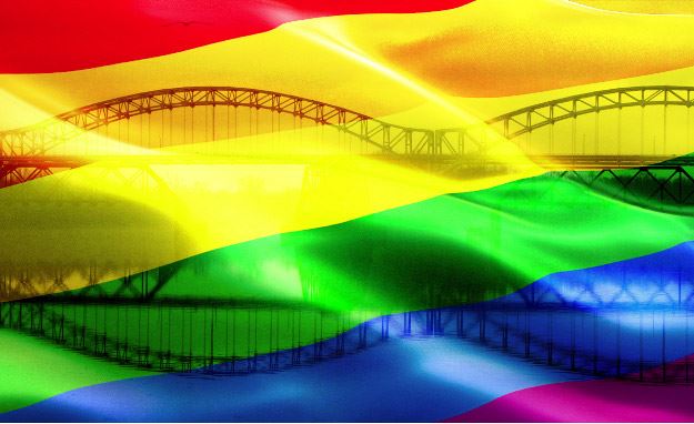 Pride Flag Over Arrigoni Bridge