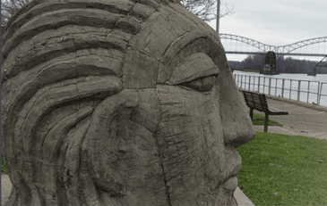 Stone face looking over the Connecticut River