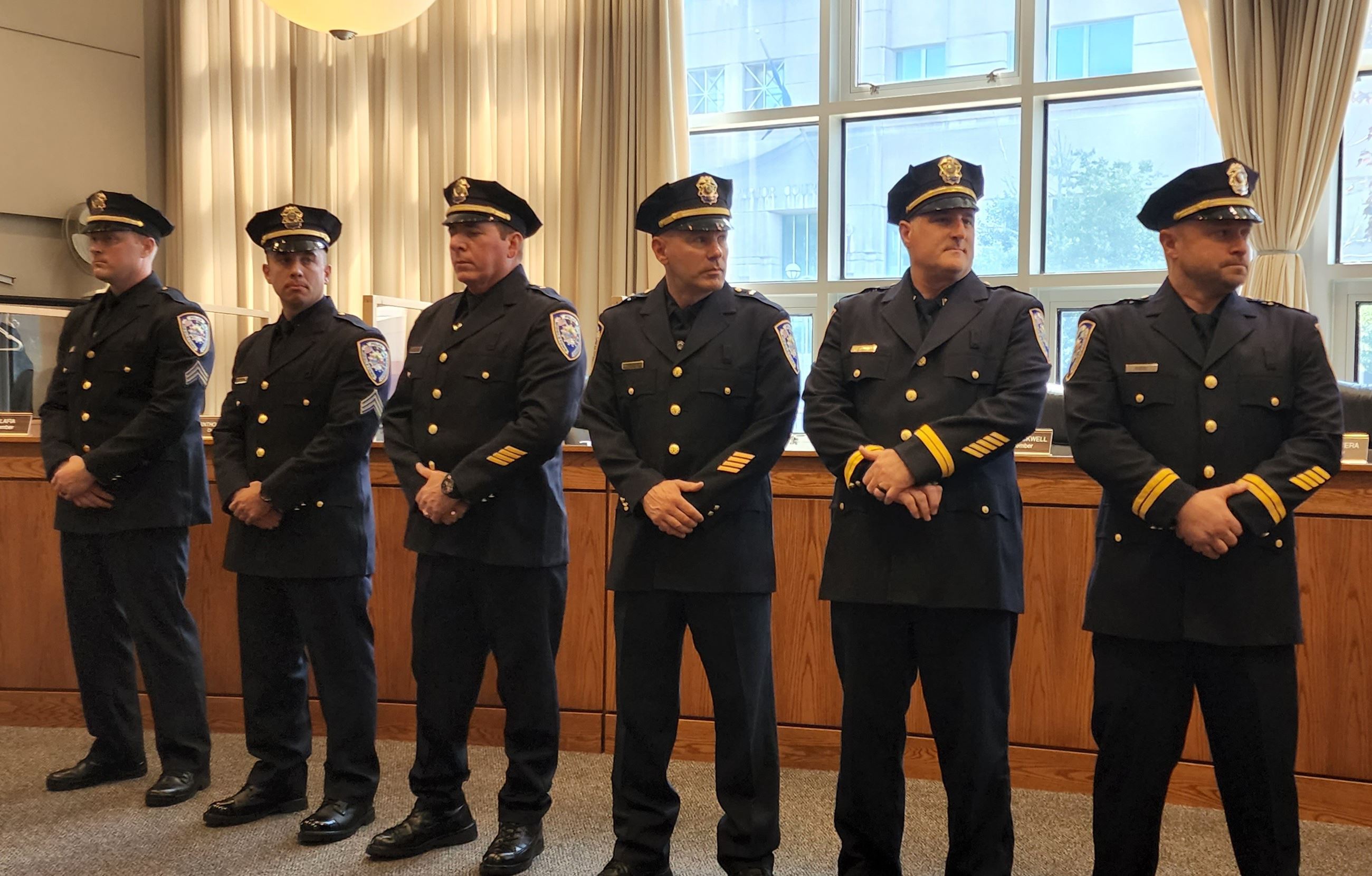 Sergeants Terribile and Tiano, Lieutenants Puorro and Bartolotta, Captains Hubbs and Godwin
